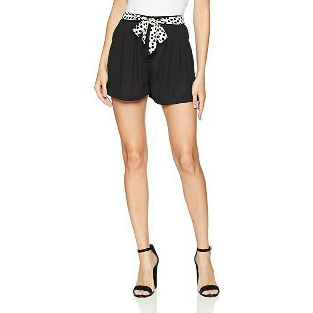 NICOLE MILLER New York Perfect Pleated polka dot tie black dress shorts Sz 6 NEW - Picture 8 of 8